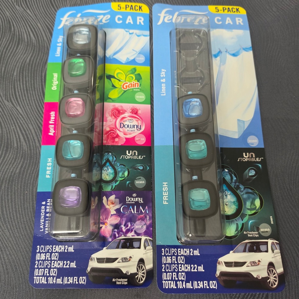 Febreze Car Air Freshener Vent Clips 5 Multi Pack Scents Plus Bonus